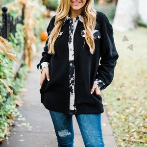 Sherpa Cow Hide Button-Up Shacket